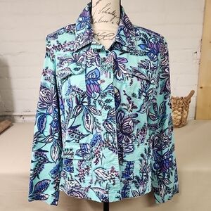 Pappagallo Cotton Floral Jacket Size 12